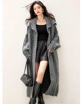 Knitted long cardigan autumn lazy sweater for women