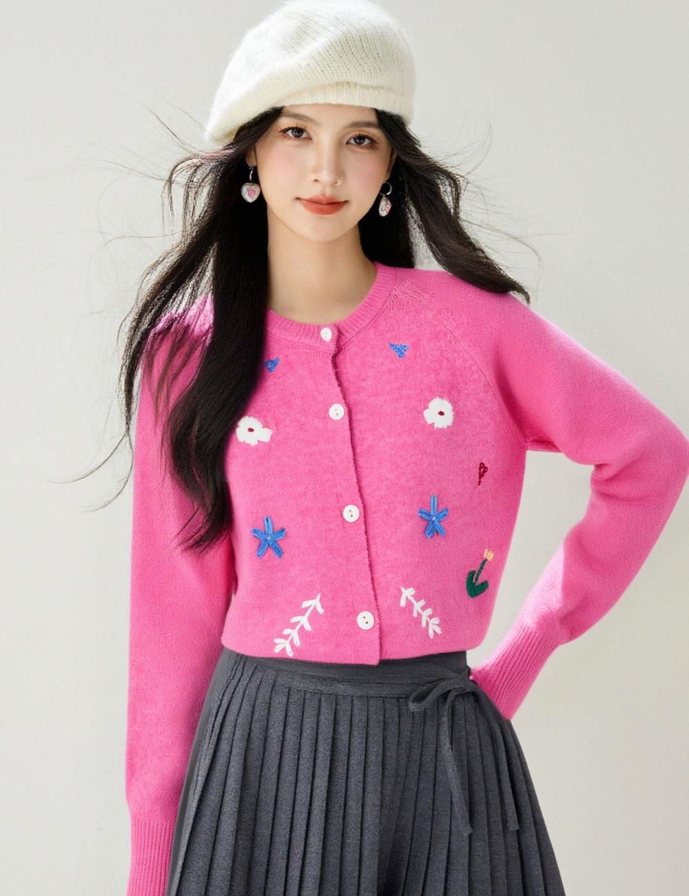 Embroidery knitted sweater loose Korean style tops