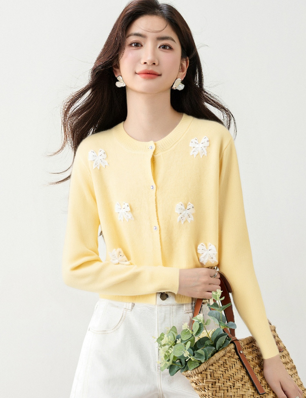 Knitted Korean style coat sequins cardigan for women