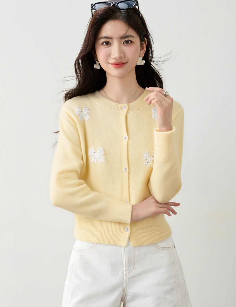 Knitted Korean style coat sequins cardigan for women