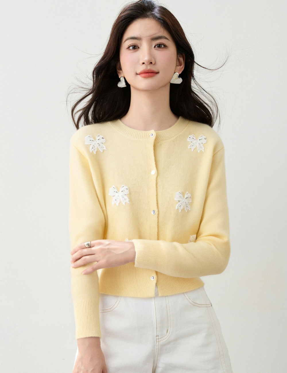 Knitted Korean style coat sequins cardigan for women