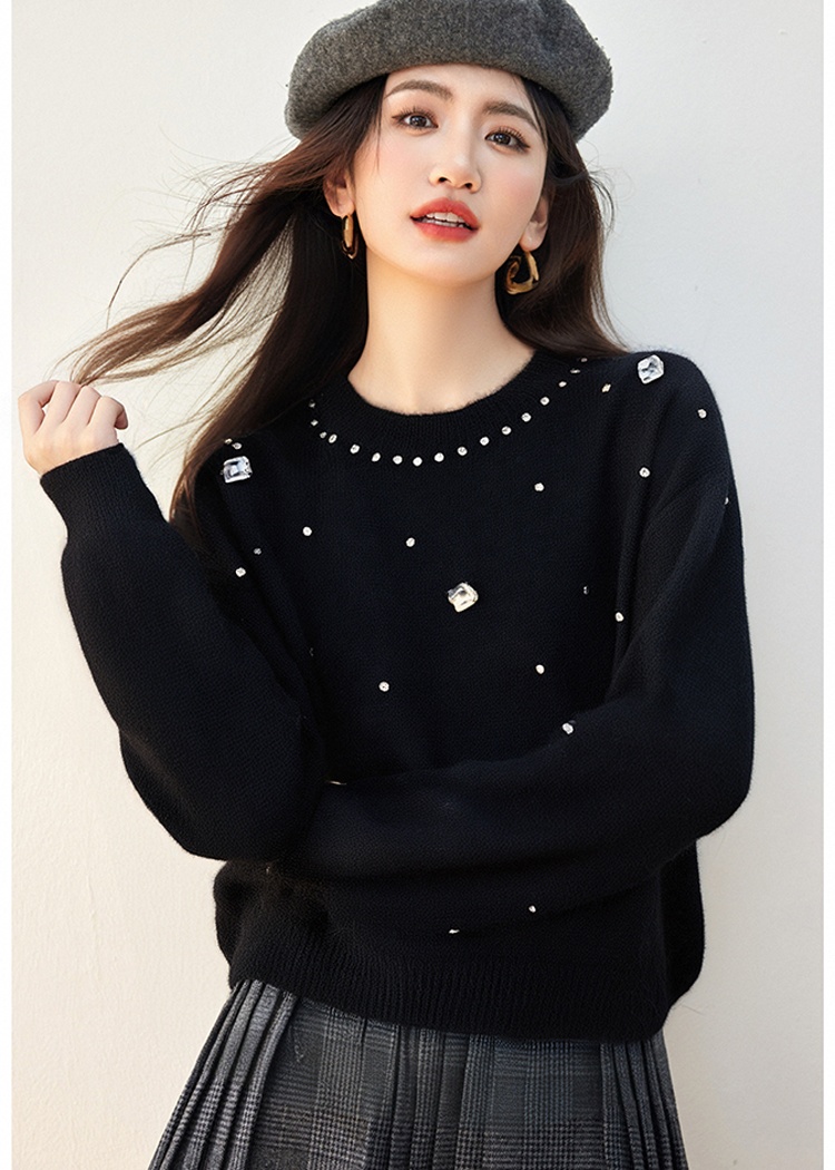 Autumn and winter white France style lazy sweater