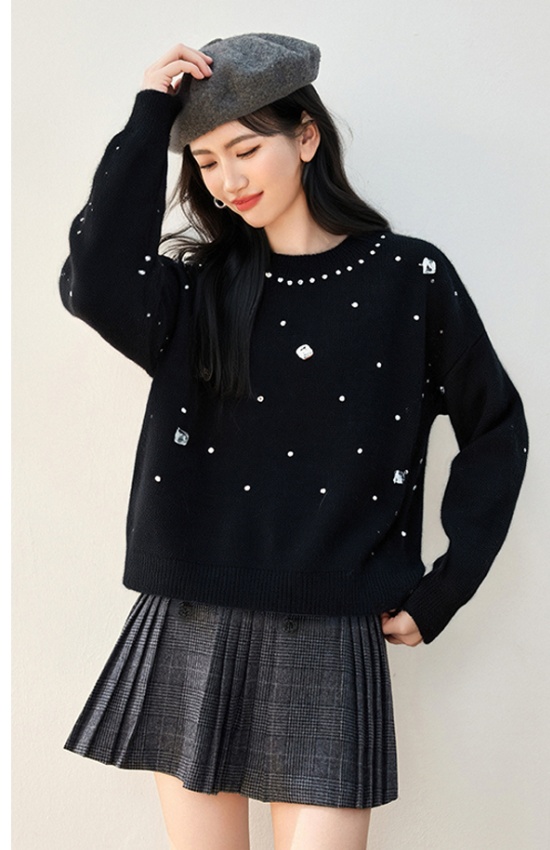 Autumn and winter white France style lazy sweater