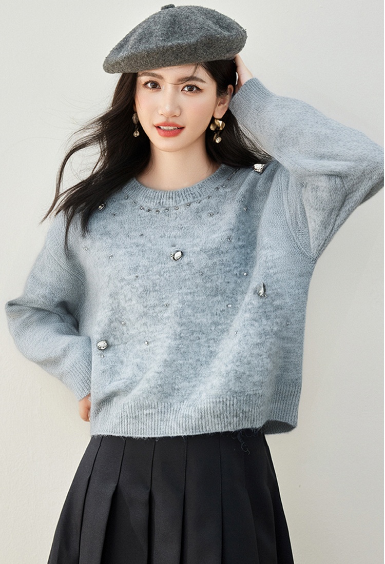 Autumn and winter white France style lazy sweater