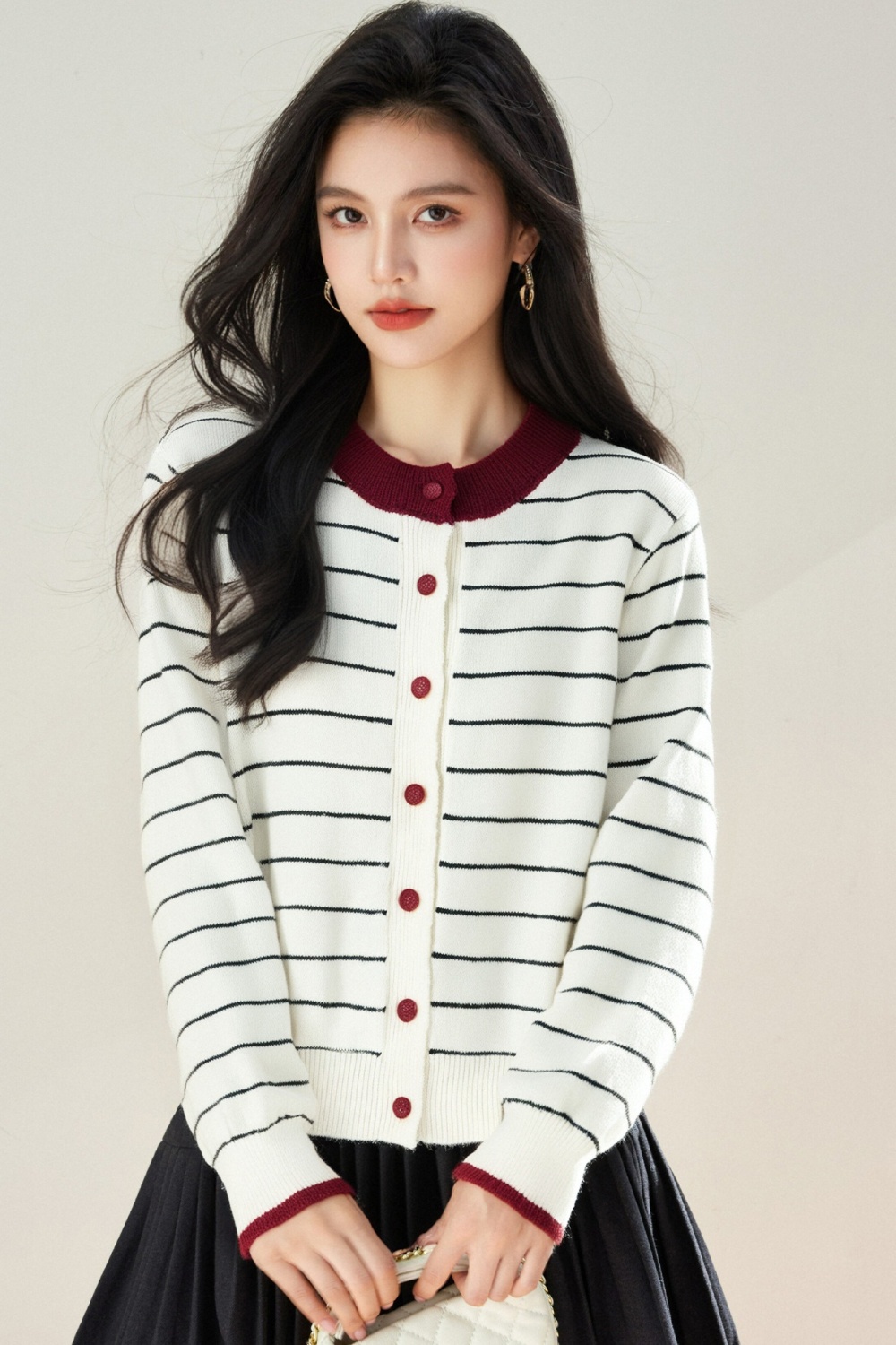 Mixed colors loose cardigan winter knitted tops for women