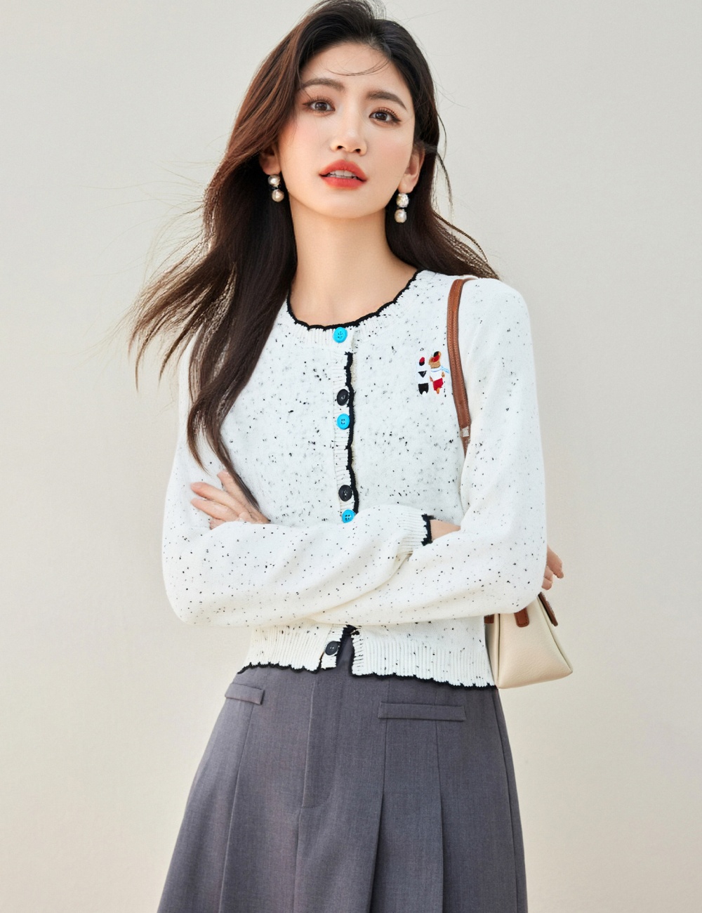 Short loose sweater autumn round neck tops for women
