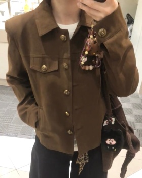 Niche autumn work clothing lapel brown coat