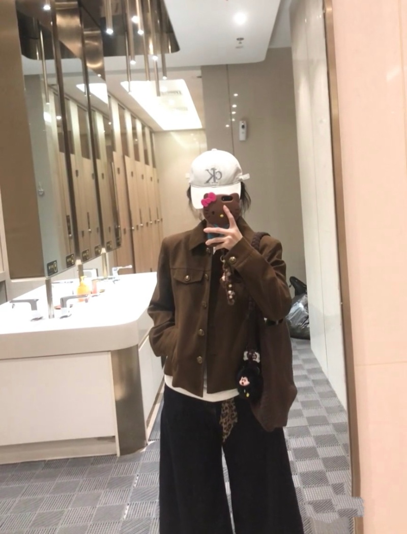 Niche autumn work clothing lapel brown coat
