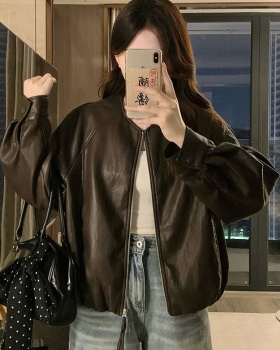 Retro jacket locomotive leather coat for women