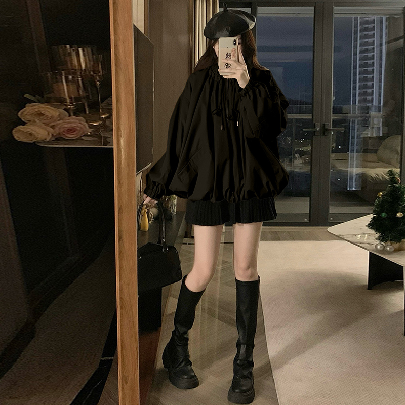 Autumn bud coat drawstring collar slim jacket