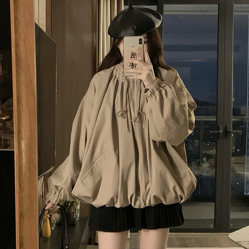 Autumn bud coat drawstring collar slim jacket