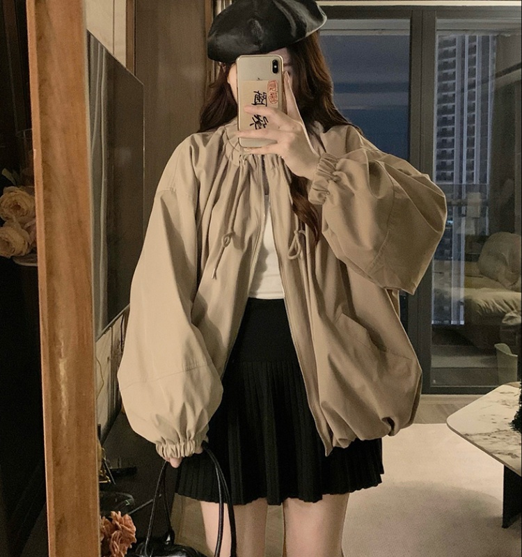 Autumn bud coat drawstring collar slim jacket