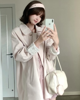 Splice lace coat autumn windbreaker for women