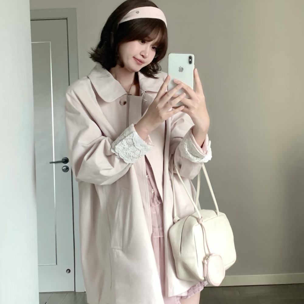 Splice lace coat autumn windbreaker for women