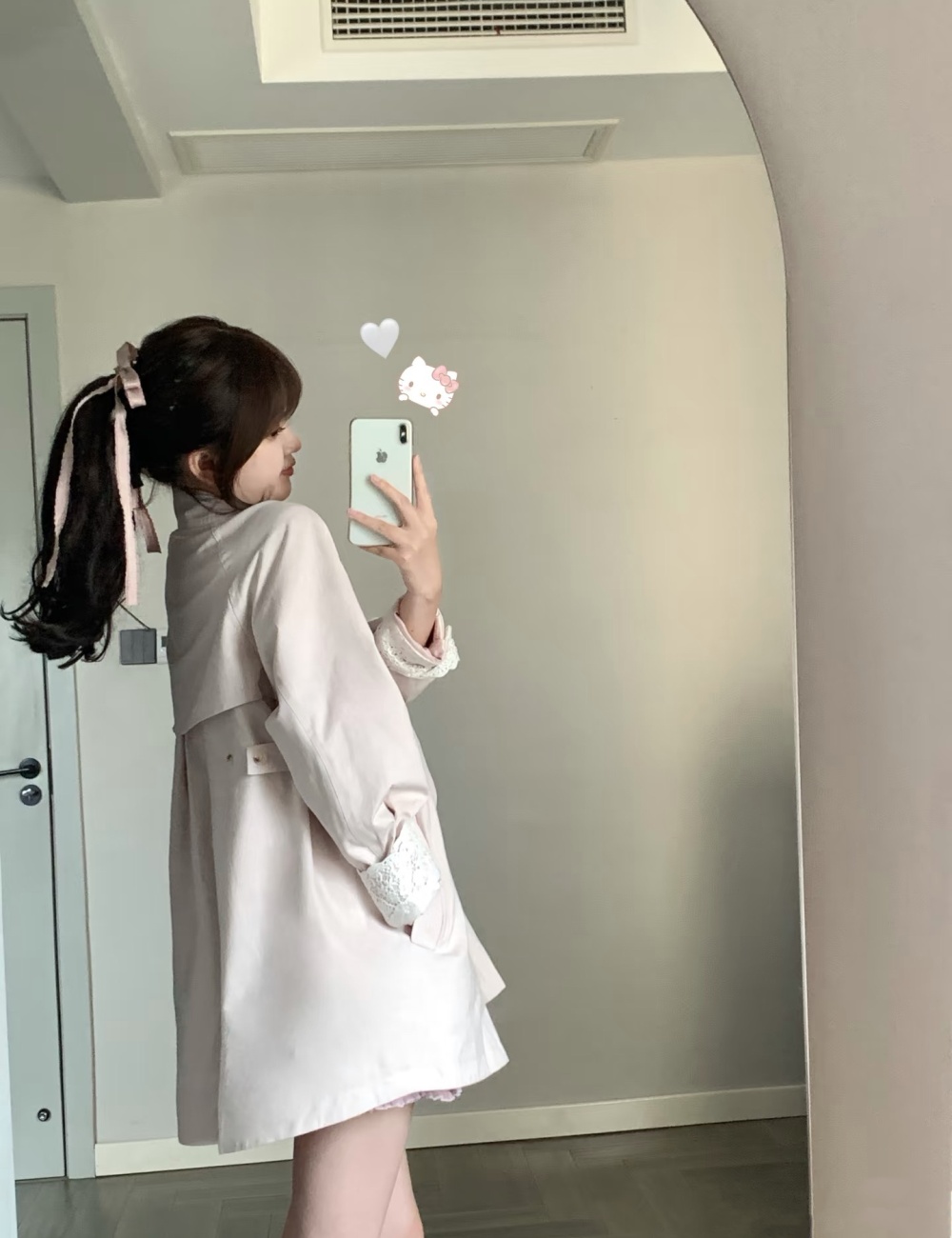 Splice lace coat autumn windbreaker for women