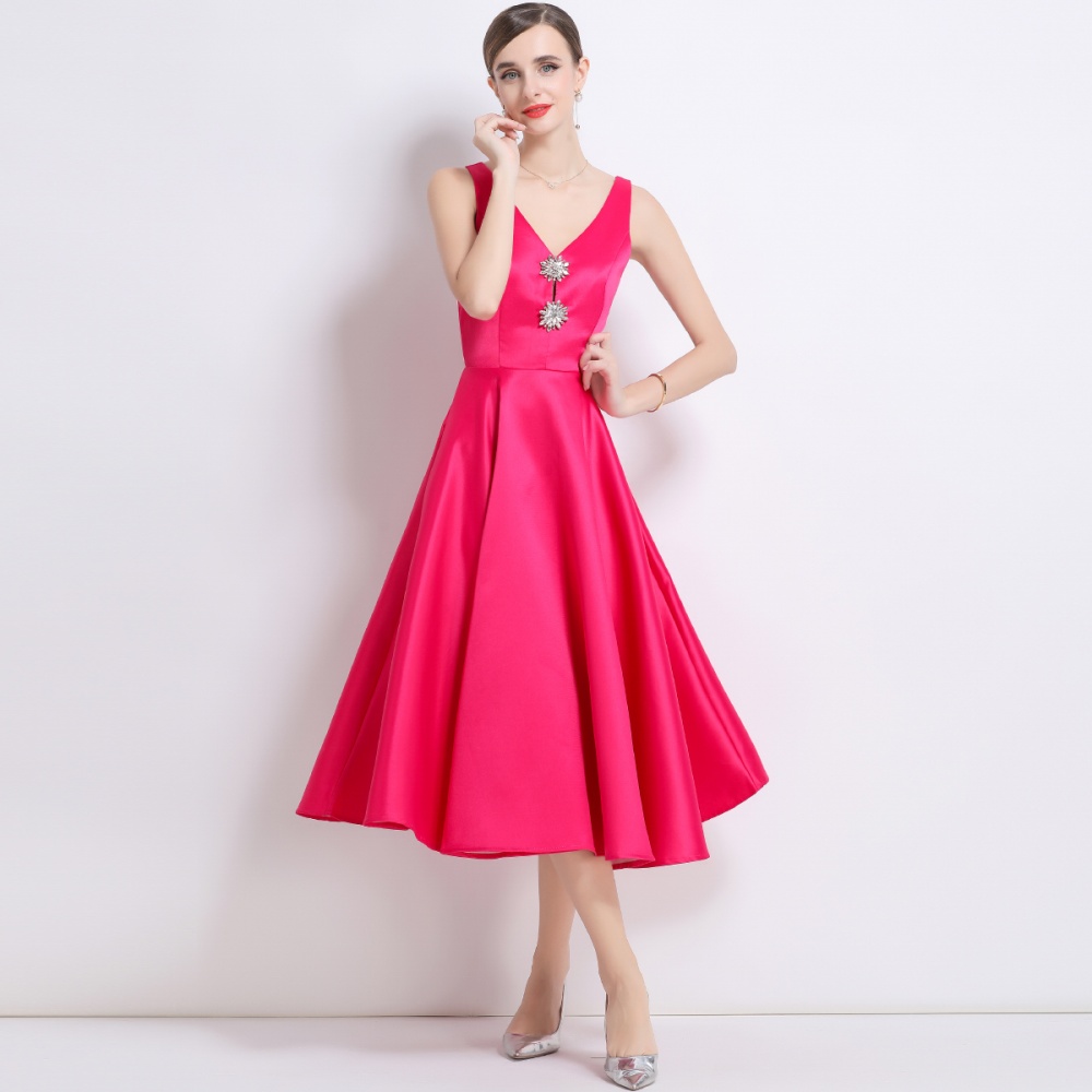 Court style big skirt V-neck temperament dress
