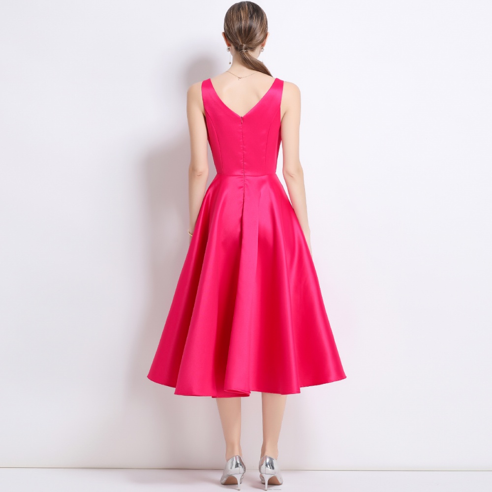 Court style big skirt V-neck temperament dress