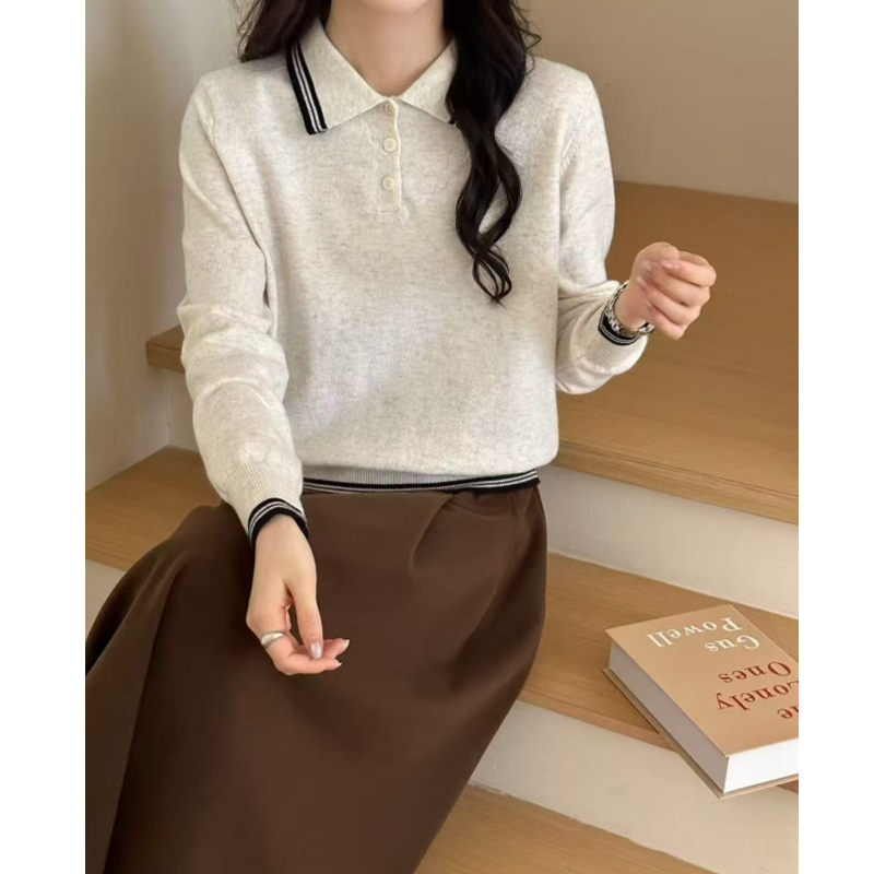 Korean style long sleeve tops loose sweater for women