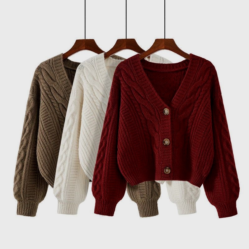 Short twist sweater Korean style coat for women