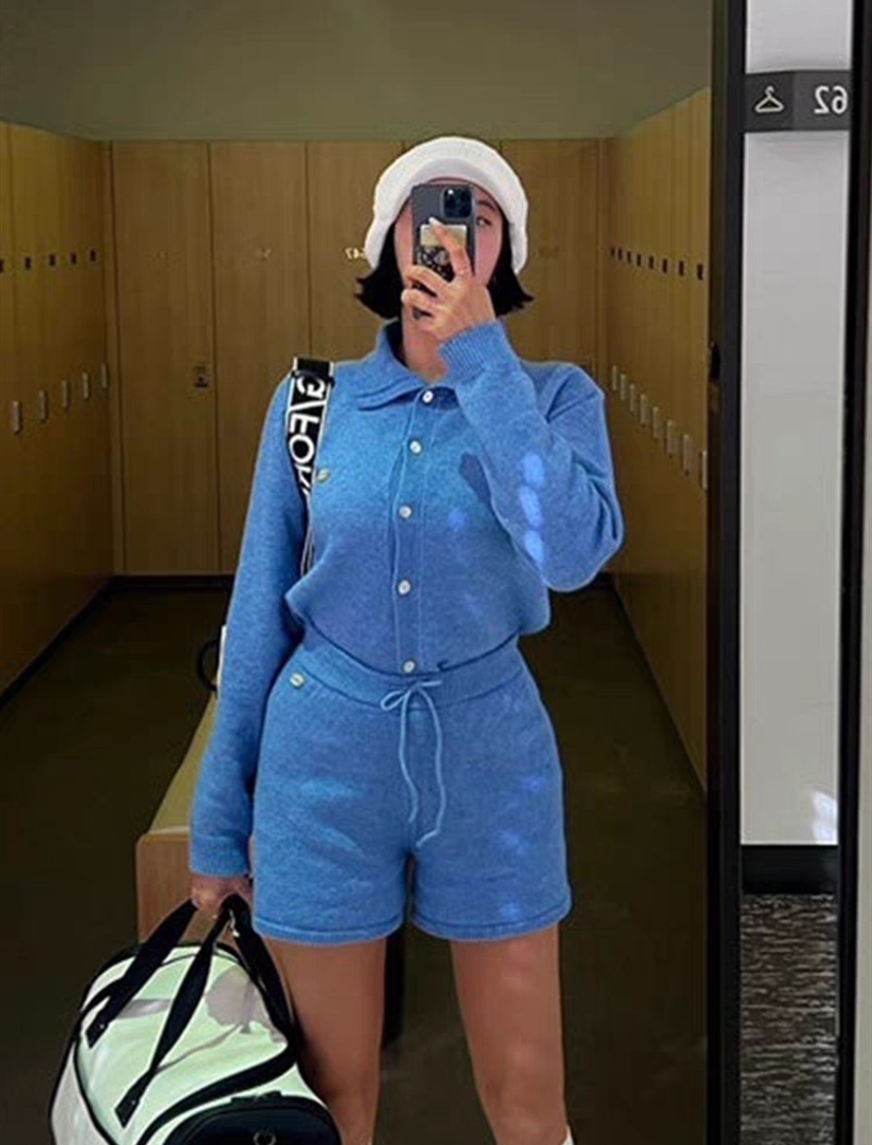 Autumn all-match coat retro shorts 2pcs set