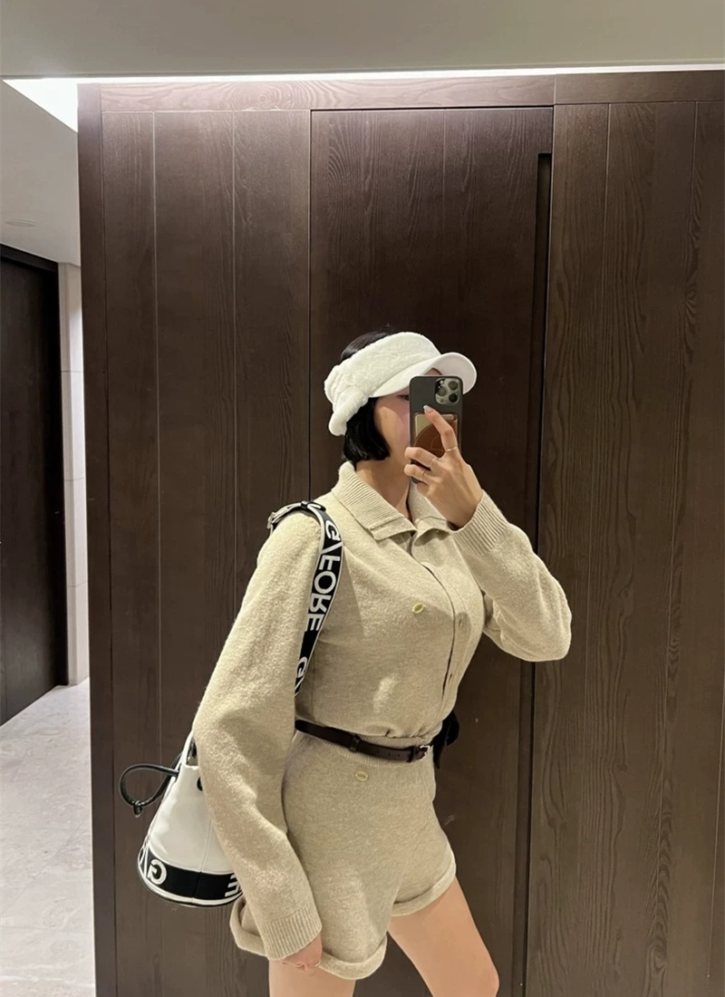 Autumn all-match coat retro shorts 2pcs set