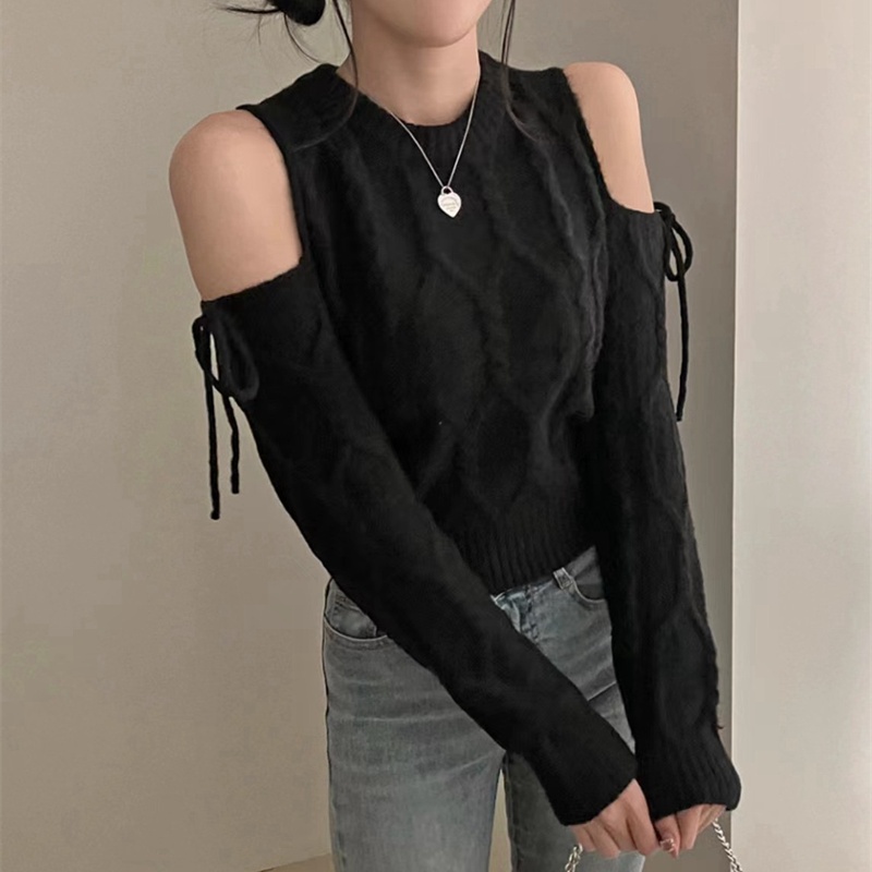 Western style loose winter Korean style strapless sweater