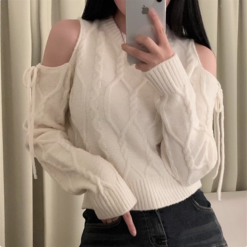 Western style loose winter Korean style strapless sweater