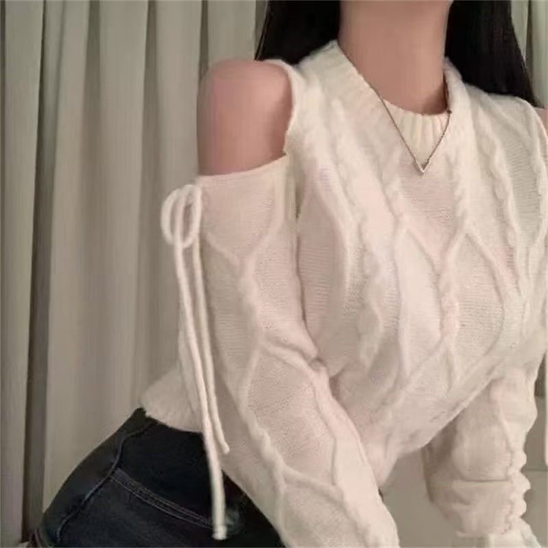 Western style loose winter Korean style strapless sweater