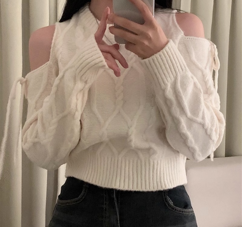 Western style loose winter Korean style strapless sweater