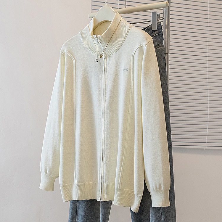Autumn wears outside niche tops half high collar zip sweater