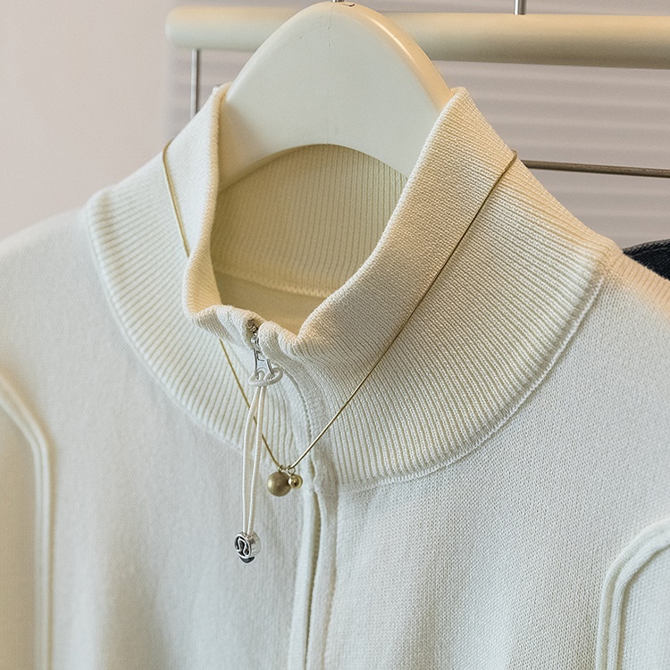 Autumn wears outside niche tops half high collar zip sweater