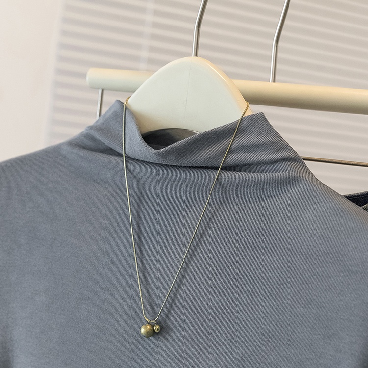 Loose autumn fat T-shirt half high collar slim tops for women