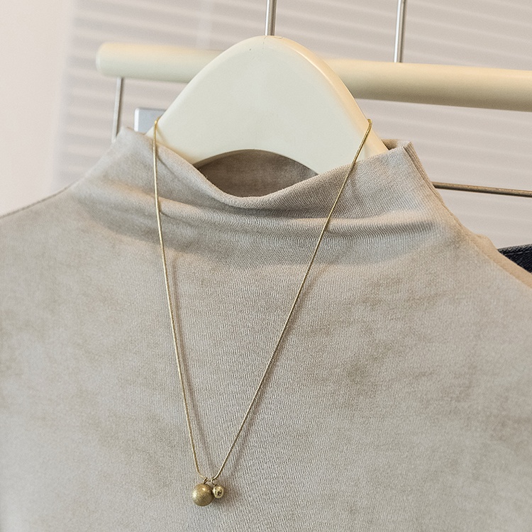 Loose autumn fat T-shirt half high collar slim tops for women