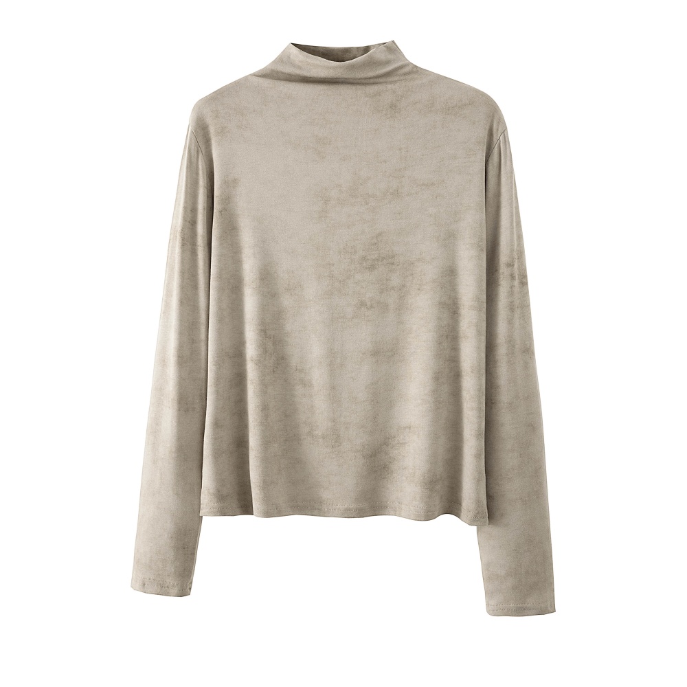 Loose autumn fat T-shirt half high collar slim tops for women
