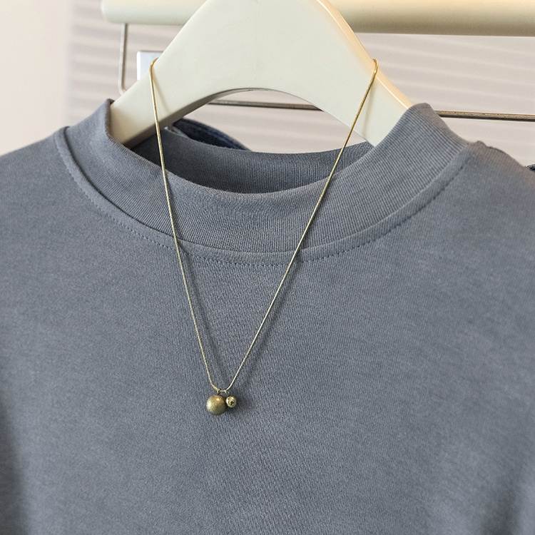 Pinched waist pure tops long sleeve slim T-shirt for women