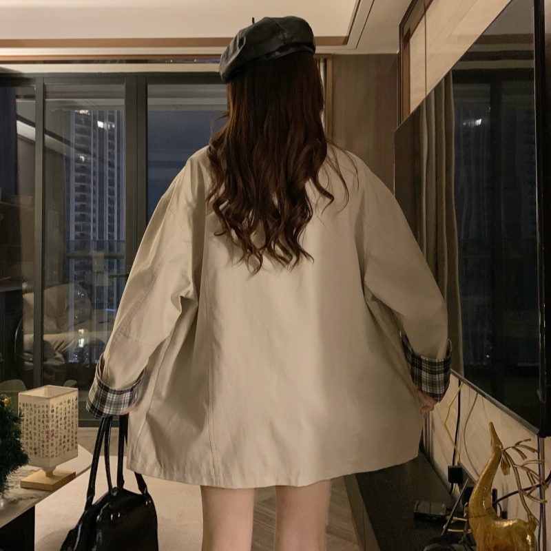 Lapel spring and autumn overcoat Casual coat for women