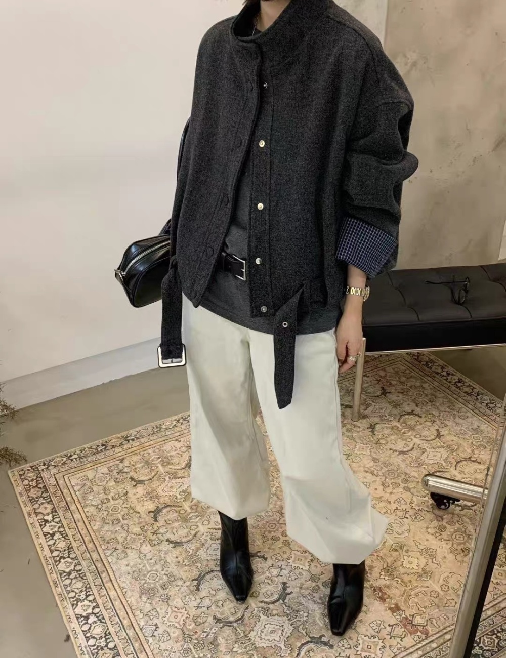 Slim fashion jacket loose woolen coat for women