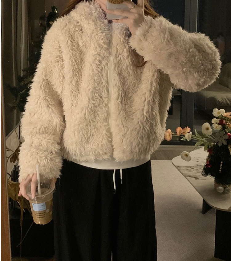Rabbit ears lovely cotton coat faux fur short coat