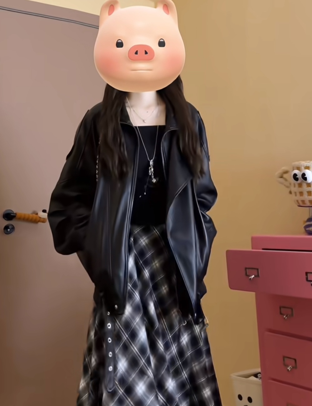 Black unique coat locomotive leather coat for women