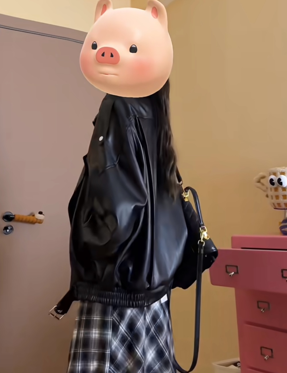 Black unique coat locomotive leather coat for women