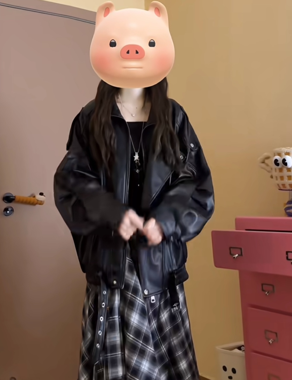 Black unique coat locomotive leather coat for women