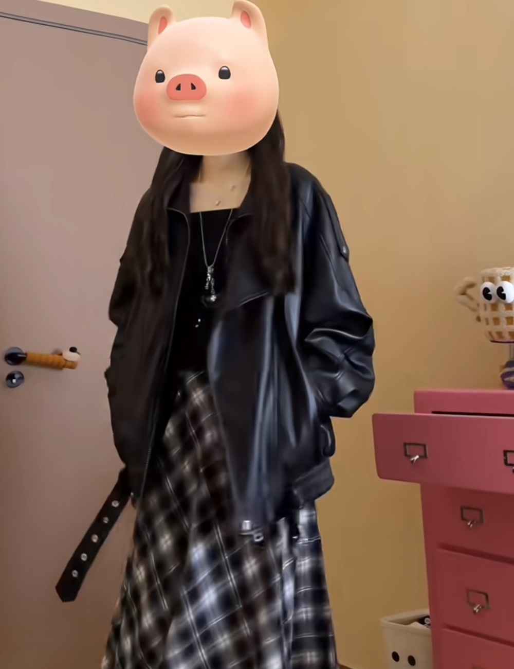 Black unique coat locomotive leather coat for women