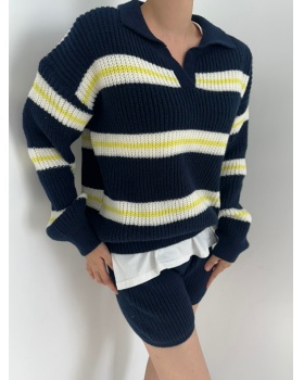 Korean style sweater all-match shorts a set for women