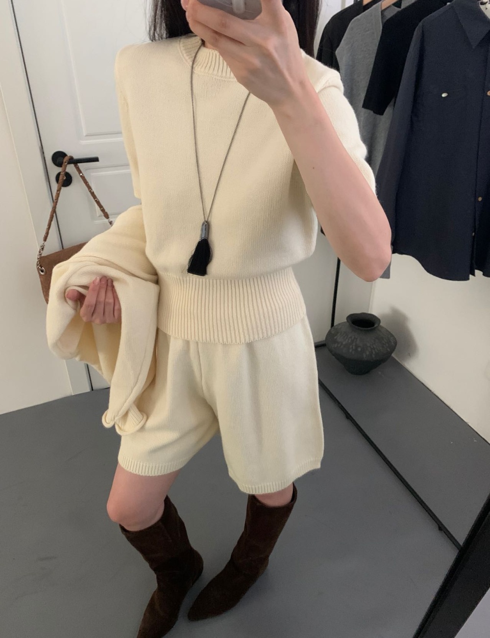 France style coat all-match shorts 3pcs set