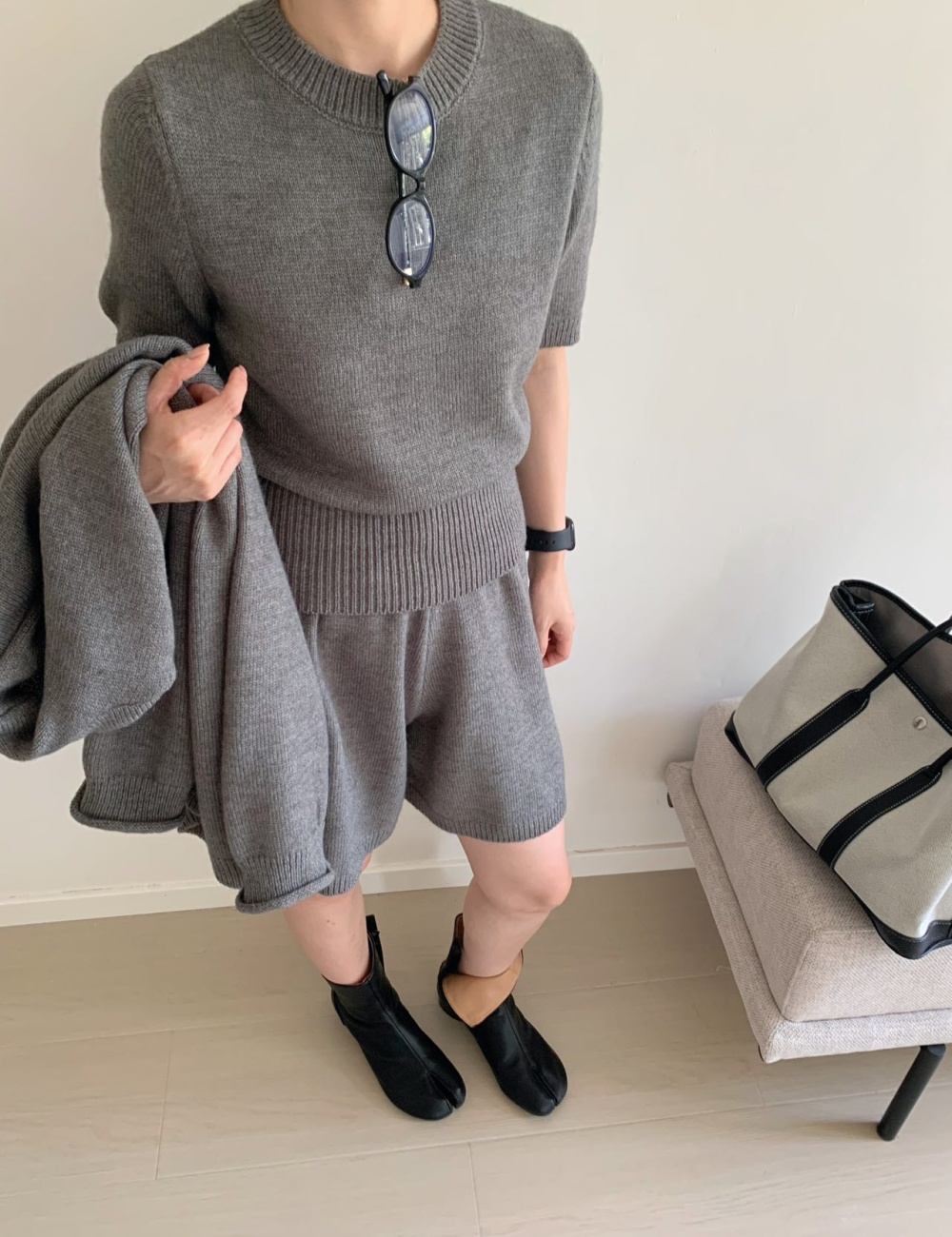 France style coat all-match shorts 3pcs set