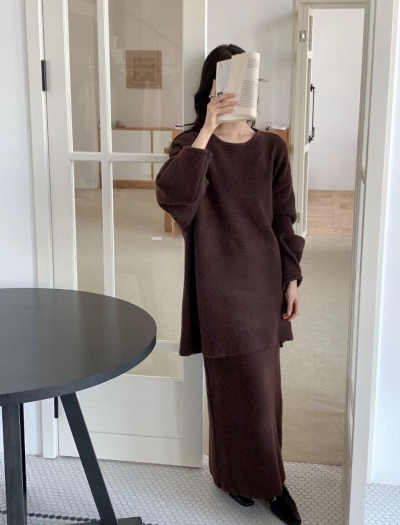 Pullover loose short skirt Korean style sweater 2pcs set