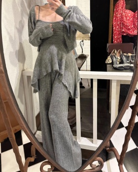 France style sweater knitted long pants 3pcs set
