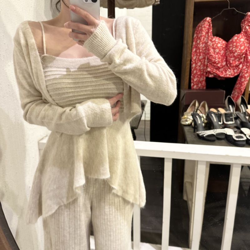 France style sweater knitted long pants 3pcs set