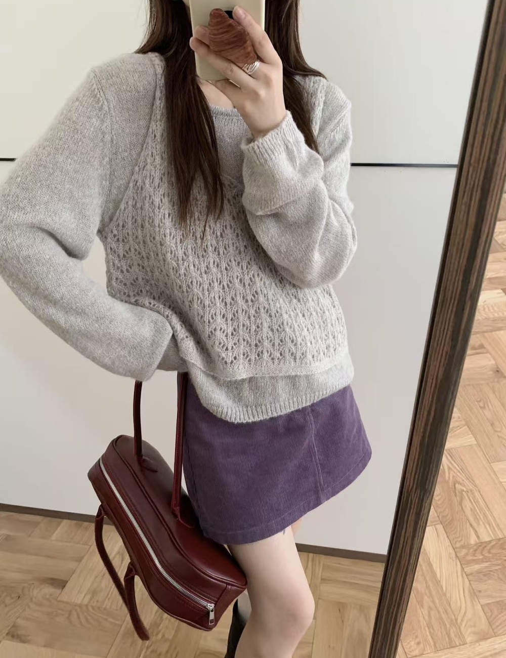 Round neck vest loose sweater 2pcs set for women