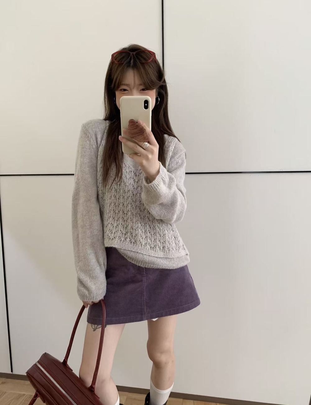 Round neck vest loose sweater 2pcs set for women